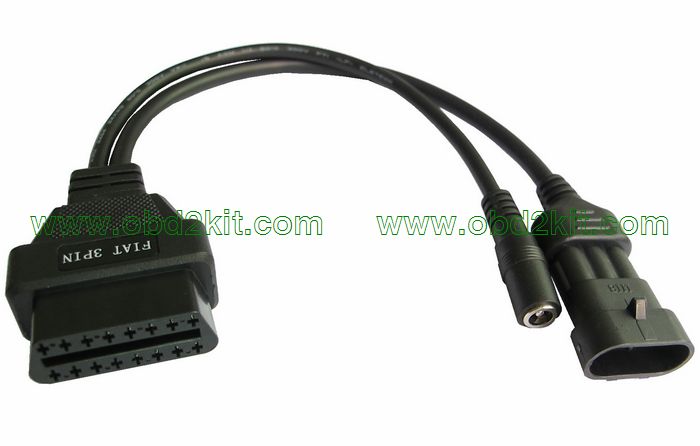 OBD2 Female to FIAT-3Pin Male+DC5.5*2.1 Cable