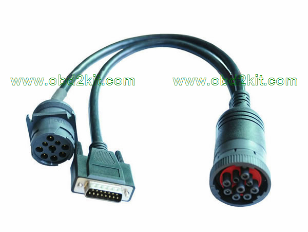 Deutsch-9Pin Female to DB15 Male+Deutsch-9Pin Male cable